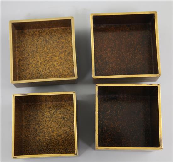 Three Japanese gilt and silver decorated lacquer boxes, late 19th / early 20th century, both 8cm